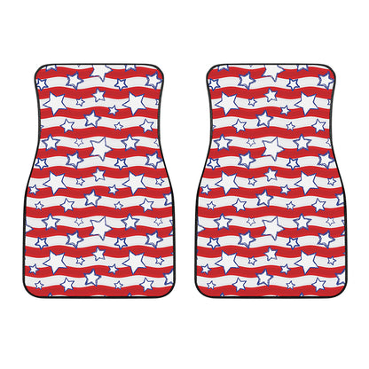 Fourth of July USA Star Pattern Print Front Car Floor Mats