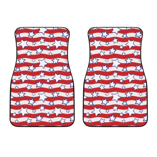 Fourth of July USA Star Pattern Print Front Car Floor Mats