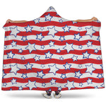 Fourth of July USA Star Pattern Print Hooded Blanket