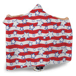 Fourth of July USA Star Pattern Print Hooded Blanket