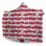 Fourth of July USA Star Pattern Print Hooded Blanket