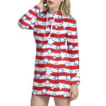Fourth of July USA Star Pattern Print Hoodie Dress