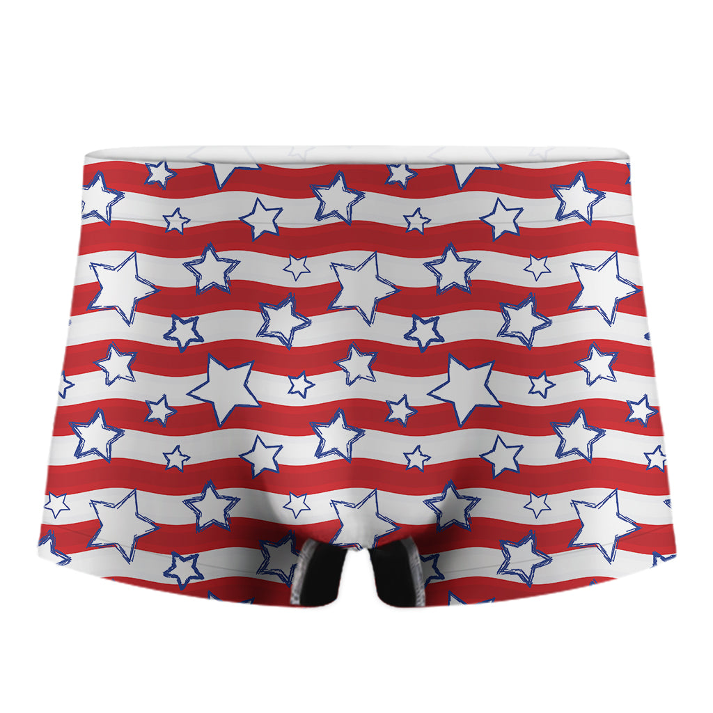 Fourth of July USA Star Pattern Print Men's Boxer Briefs