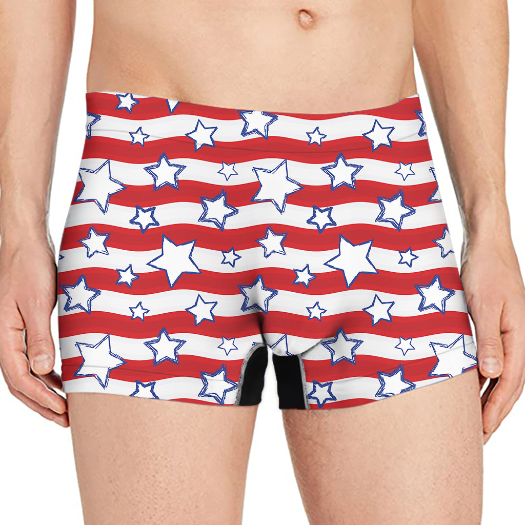 Fourth of July USA Star Pattern Print Men's Boxer Briefs
