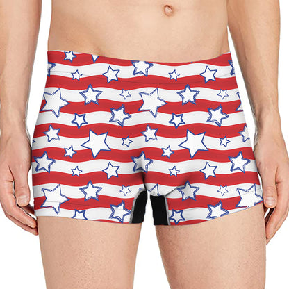 Fourth of July USA Star Pattern Print Men's Boxer Briefs
