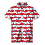 Fourth of July USA Star Pattern Print Men's Short Sleeve Shirt