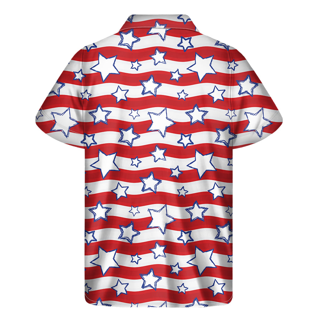 Fourth of July USA Star Pattern Print Men's Short Sleeve Shirt