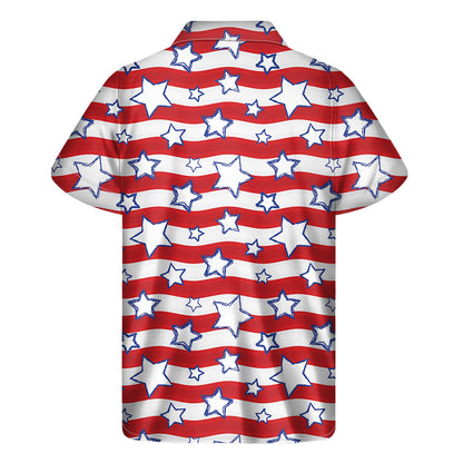 Fourth of July USA Star Pattern Print Men's Short Sleeve Shirt