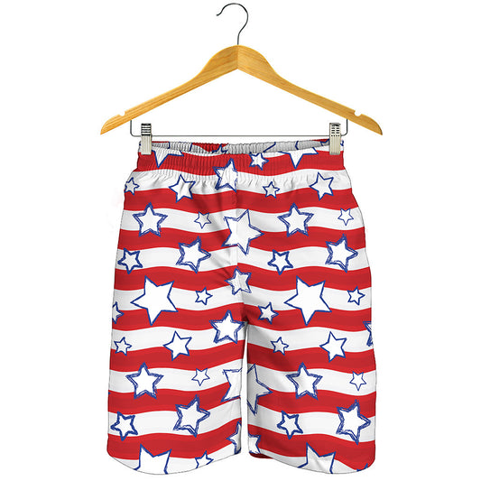 Fourth of July USA Star Pattern Print Men's Shorts