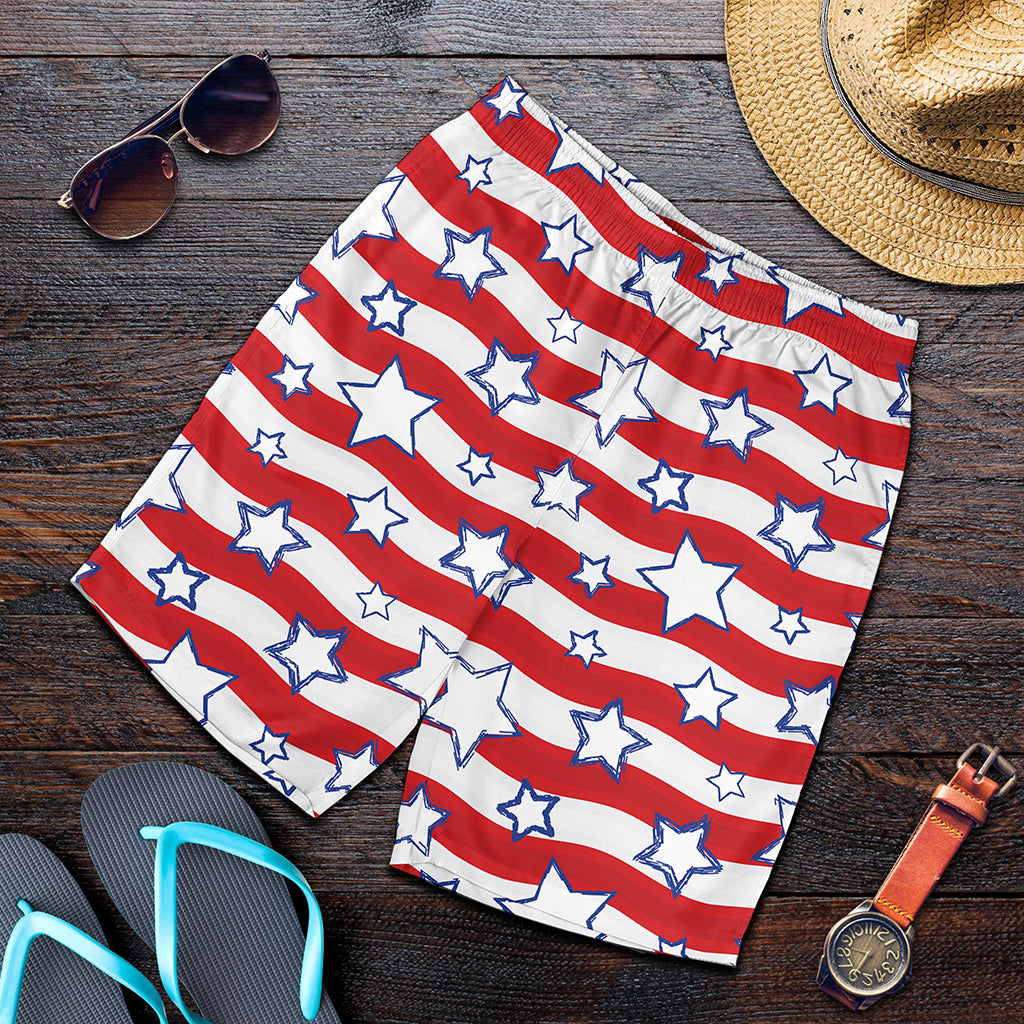Fourth of July USA Star Pattern Print Men's Shorts