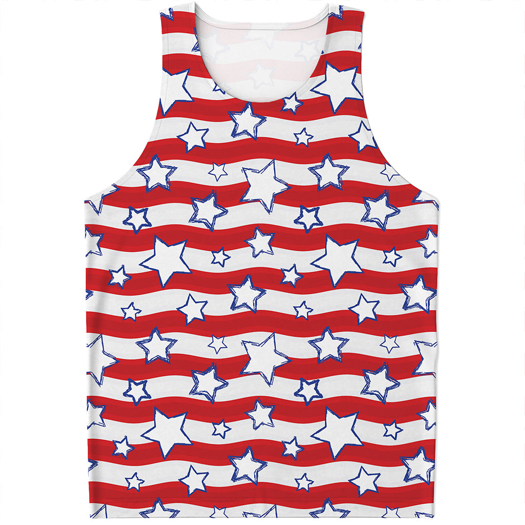 Fourth of July USA Star Pattern Print Men's Tank Top
