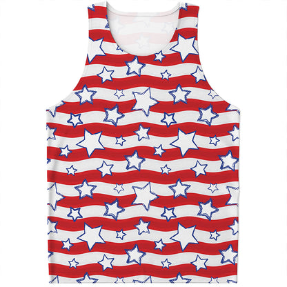 Fourth of July USA Star Pattern Print Men's Tank Top