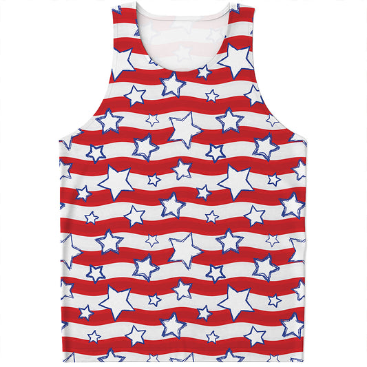 Fourth of July USA Star Pattern Print Men's Tank Top