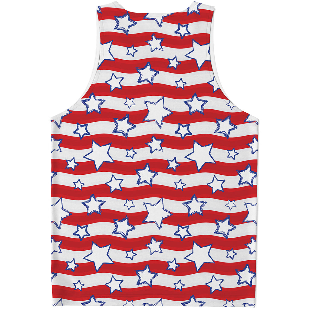 Fourth of July USA Star Pattern Print Men's Tank Top