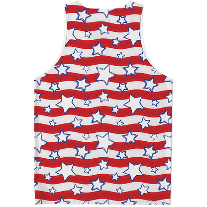 Fourth of July USA Star Pattern Print Men's Tank Top