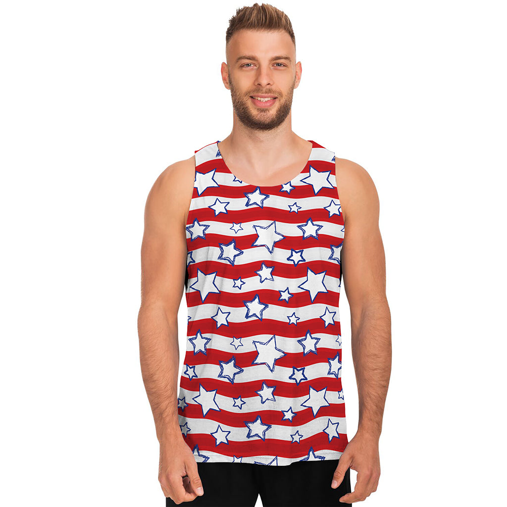 Fourth of July USA Star Pattern Print Men's Tank Top