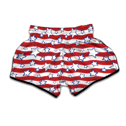 Fourth of July USA Star Pattern Print Muay Thai Boxing Shorts