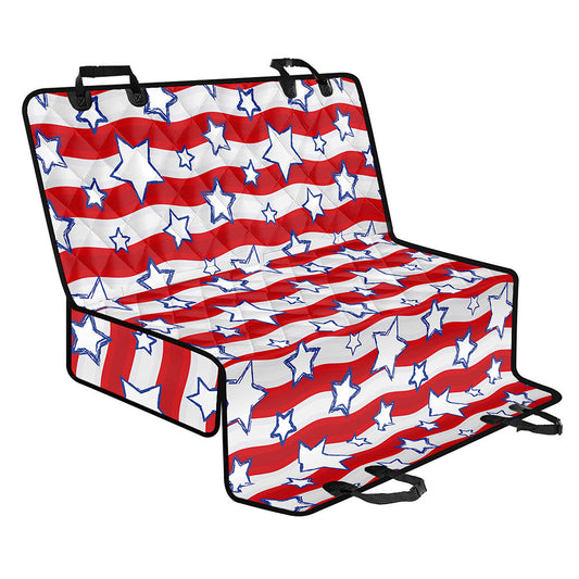 Fourth of July USA Star Pattern Print Pet Car Back Seat Cover