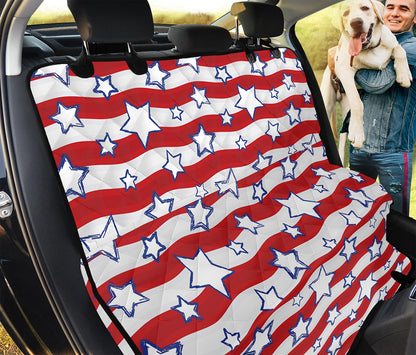 Fourth of July USA Star Pattern Print Pet Car Back Seat Cover