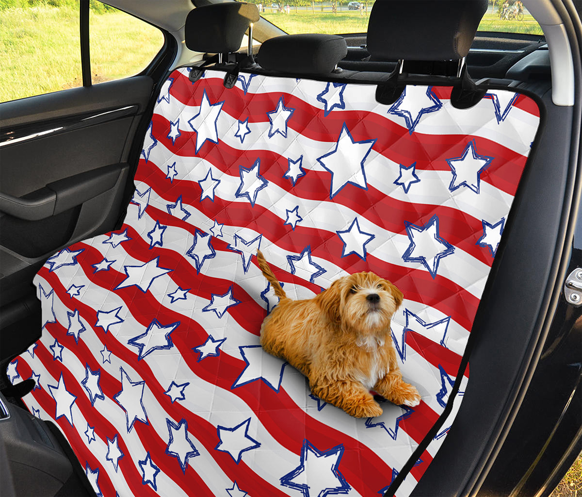 Fourth of July USA Star Pattern Print Pet Car Back Seat Cover