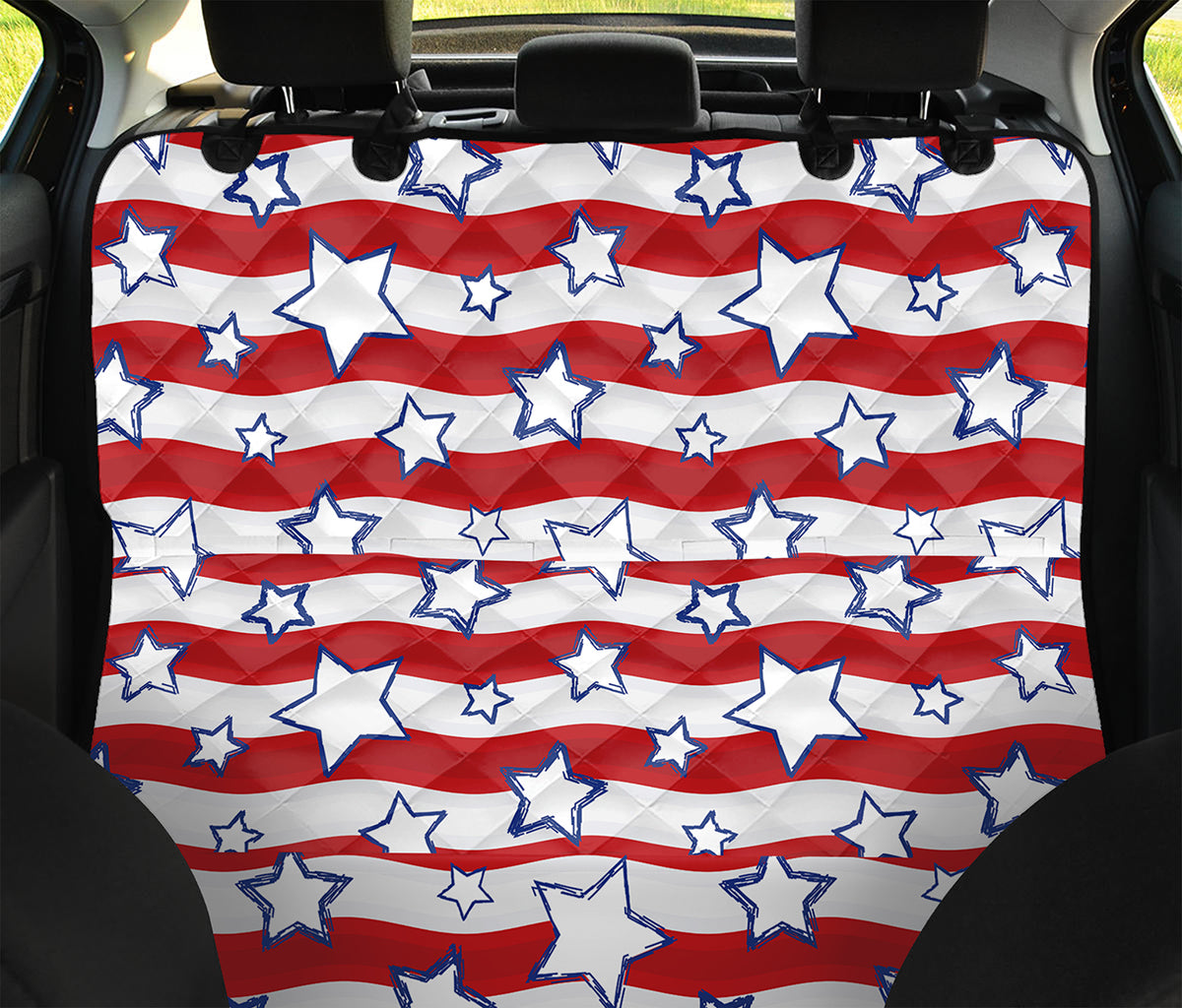 Fourth of July USA Star Pattern Print Pet Car Back Seat Cover