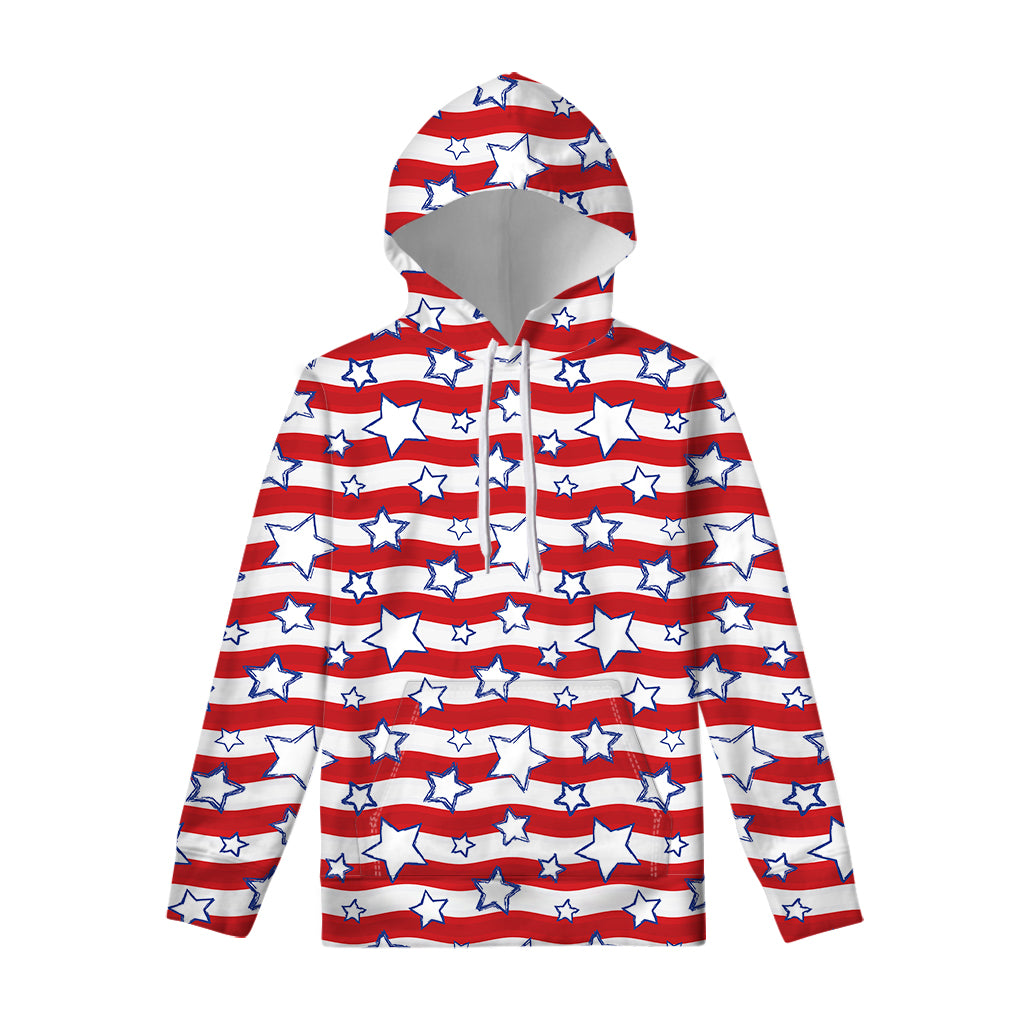 Fourth of July USA Star Pattern Print Pullover Hoodie
