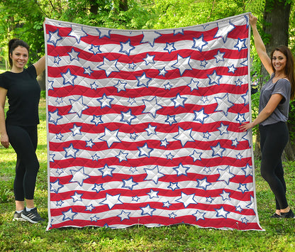 Fourth of July USA Star Pattern Print Quilt