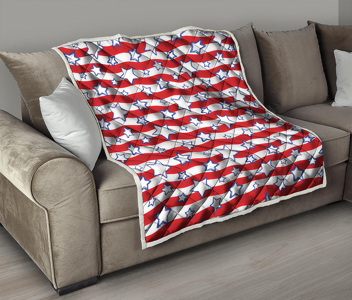 Fourth of July USA Star Pattern Print Quilt