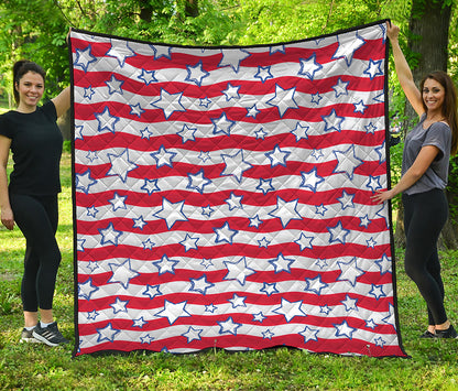 Fourth of July USA Star Pattern Print Quilt