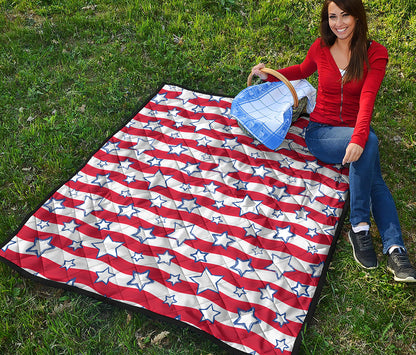 Fourth of July USA Star Pattern Print Quilt