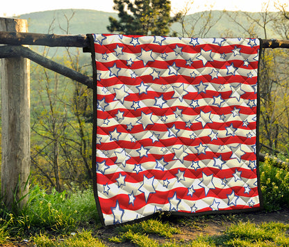 Fourth of July USA Star Pattern Print Quilt
