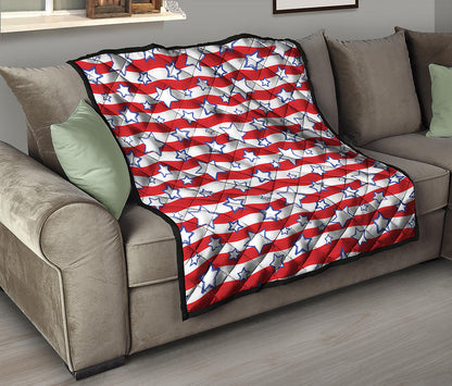 Fourth of July USA Star Pattern Print Quilt