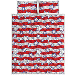 Fourth of July USA Star Pattern Print Quilt Bed Set