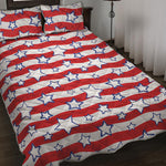 Fourth of July USA Star Pattern Print Quilt Bed Set