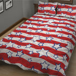 Fourth of July USA Star Pattern Print Quilt Bed Set