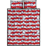 Fourth of July USA Star Pattern Print Quilt Bed Set