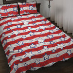 Fourth of July USA Star Pattern Print Quilt Bed Set