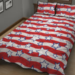 Fourth of July USA Star Pattern Print Quilt Bed Set