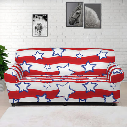 Fourth of July USA Star Pattern Print Sofa Cover