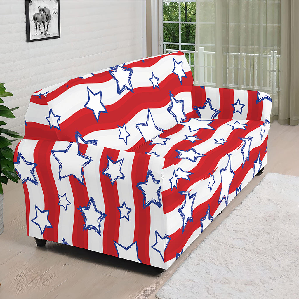 Fourth of July USA Star Pattern Print Sofa Cover