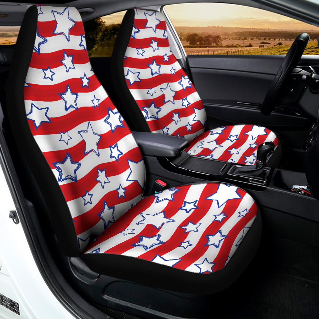 Fourth of July USA Star Pattern Print Universal Fit Car Seat Covers