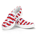 Fourth of July USA Star Pattern Print White Slip On Sneakers