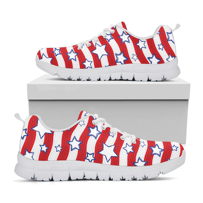 Fourth of July USA Star Pattern Print White Sneakers