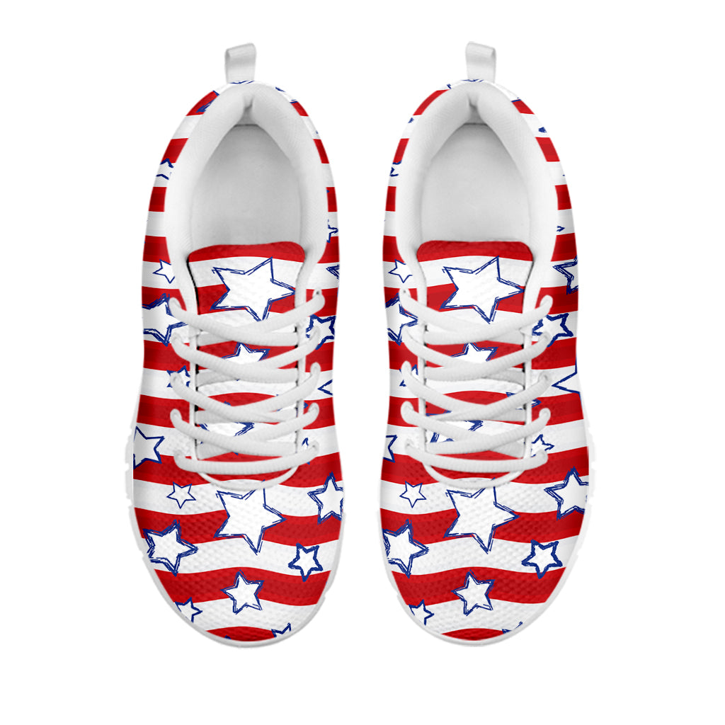 Fourth of July USA Star Pattern Print White Sneakers