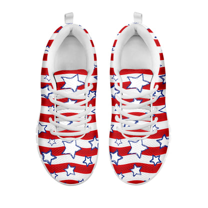 Fourth of July USA Star Pattern Print White Sneakers