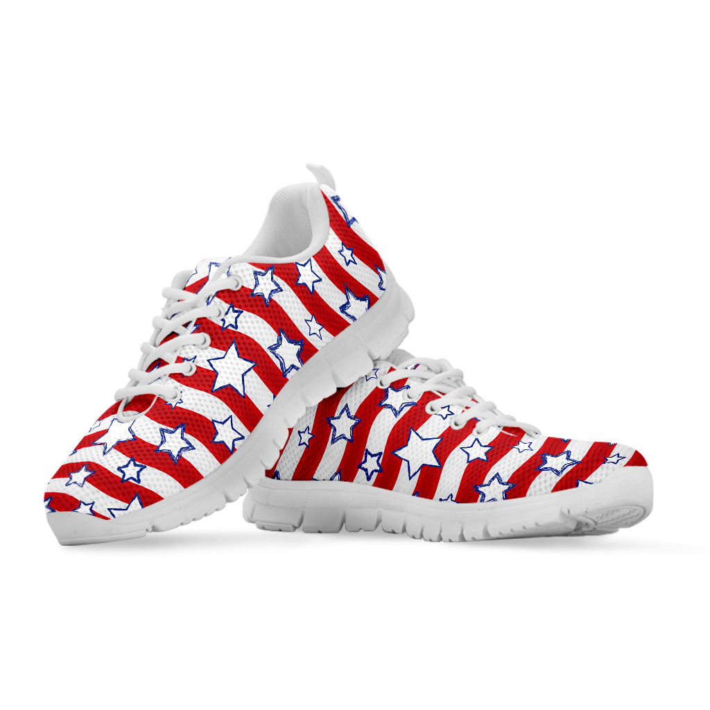 Fourth of July USA Star Pattern Print White Sneakers