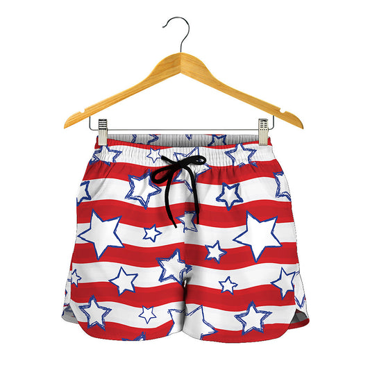 Fourth of July USA Star Pattern Print Women's Shorts