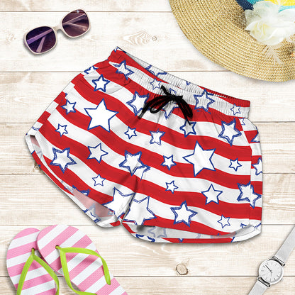 Fourth of July USA Star Pattern Print Women's Shorts