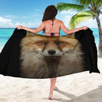 Fox Portrait Print Beach Sarong Wrap