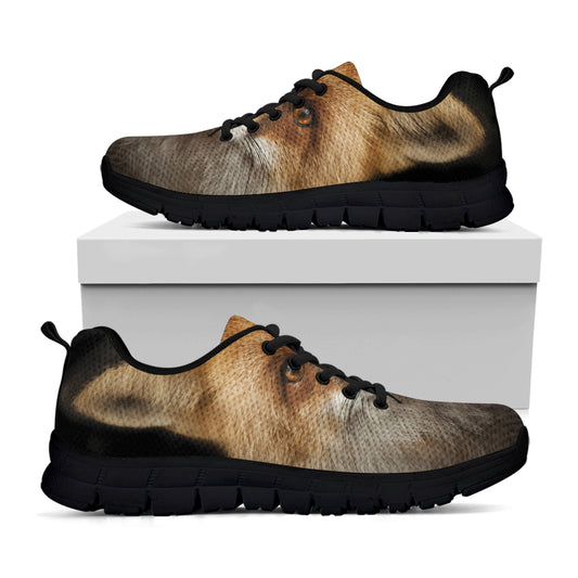 Fox Portrait Print Black Sneakers